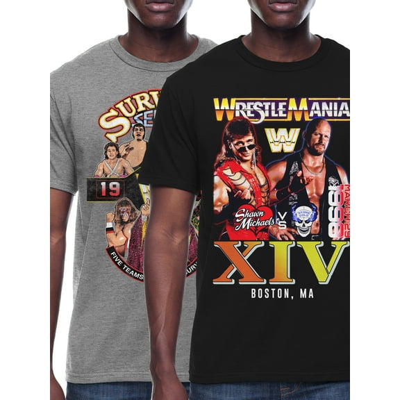 WWE Wrestle Mania & Survivor Series Men's and Big Men's Graphic T-Shirts 2-Pack Bundle Short Sleeve Tees, Sizes S-3XL