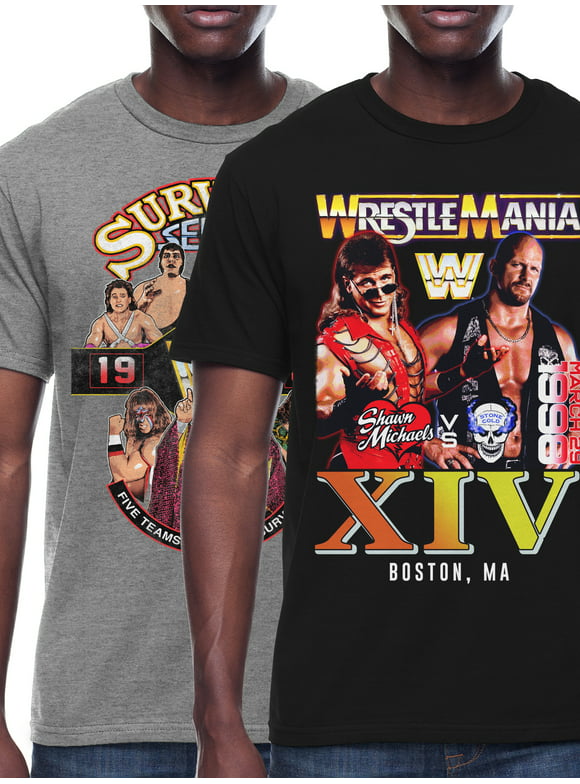 WWE Wrestle Mania & Survivor Series Men's and Big Men's Graphic T-Shirts 2-Pack Bundle Short Sleeve Tees, Sizes S-3XL