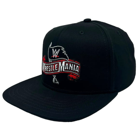WWE WrestleMania Men's Hat Embroidered Tampa Bay Flag Snapback Cap in Black