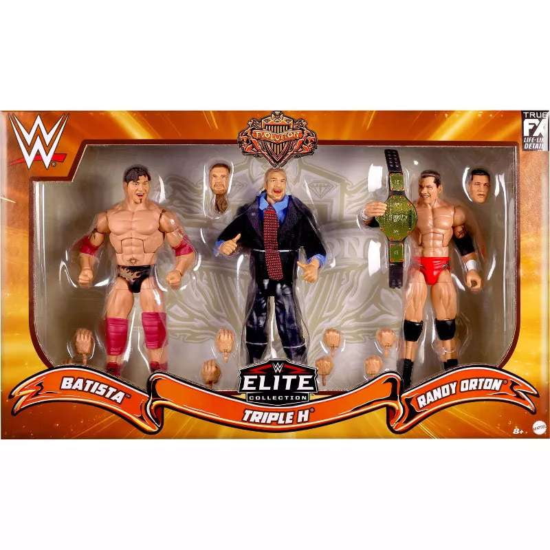 スポーツ Mattel WWE Elite Evolution Randy Orton WWE Wrestling Evolution Batista, Triple H & Randy Orton