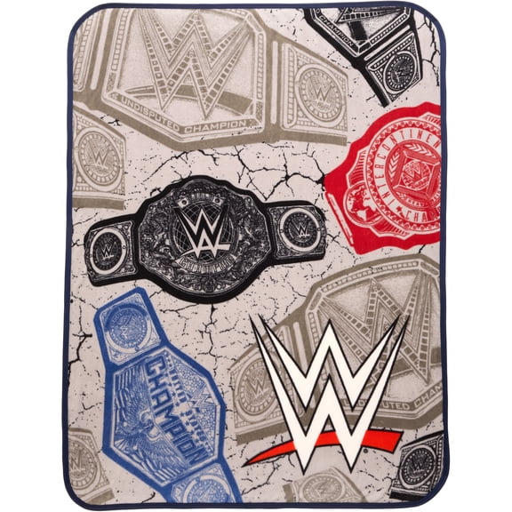 WWE Wrestling Kids Gray Print Fleece Throw Blanket, 46 x 60