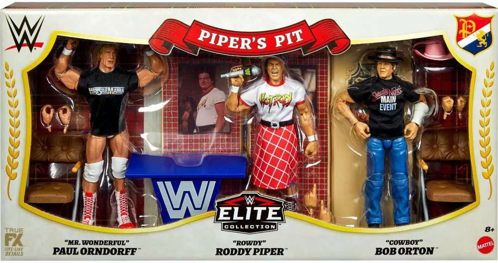 WWE Wrestling Piper's Pit Mr. Wonderful Paul Orndorff, Rowdy Roddy Piper & Cowboy Bob Orton Action Figure 3-Pack