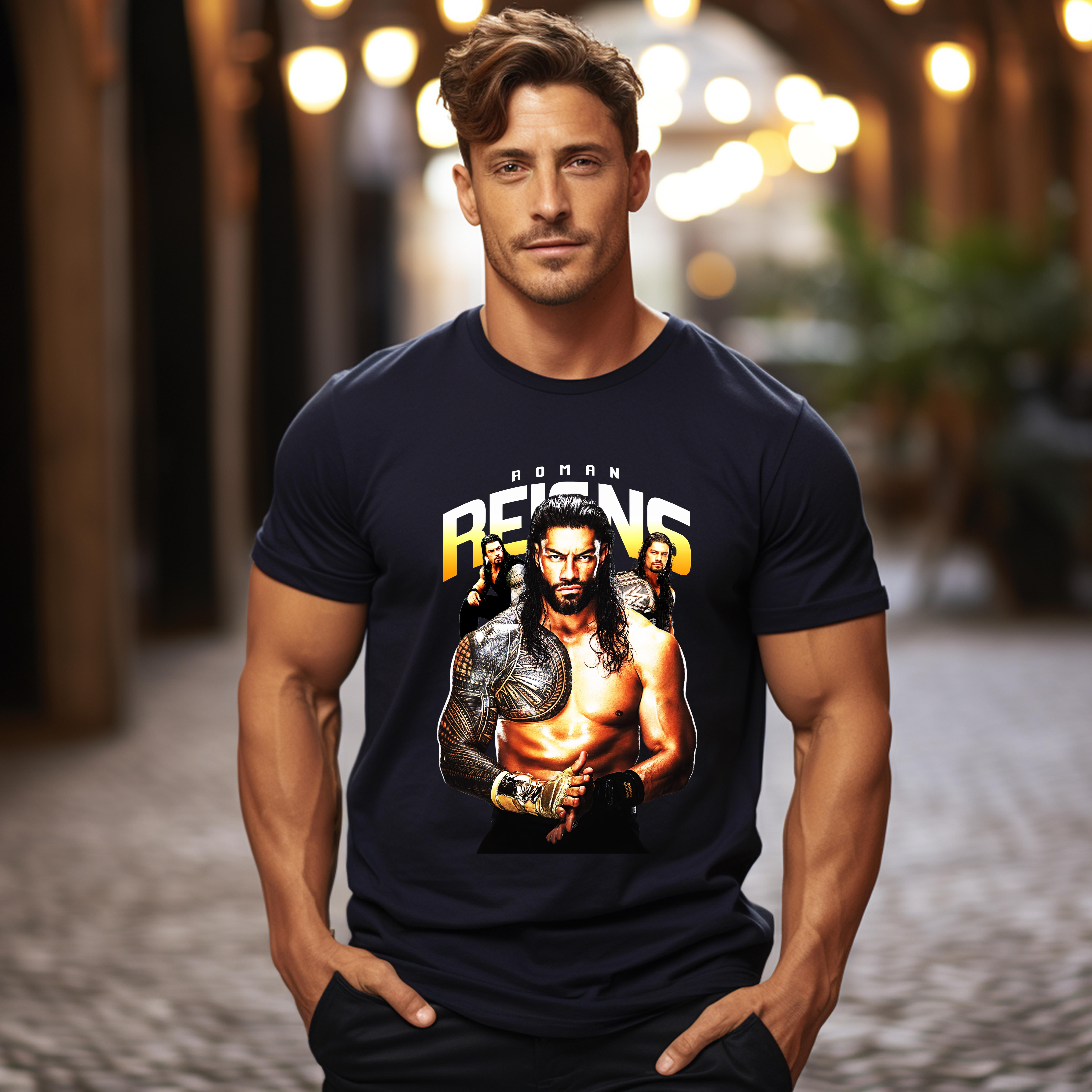 WWE Wrestling SUPERSTARS ROMAN REIGNS Heavy Cotton Quality TShirt Up