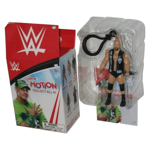 WWE Wrestling Stone Cold Steve Austin Chibi In Motion Bullsi Toy Figure Keychain