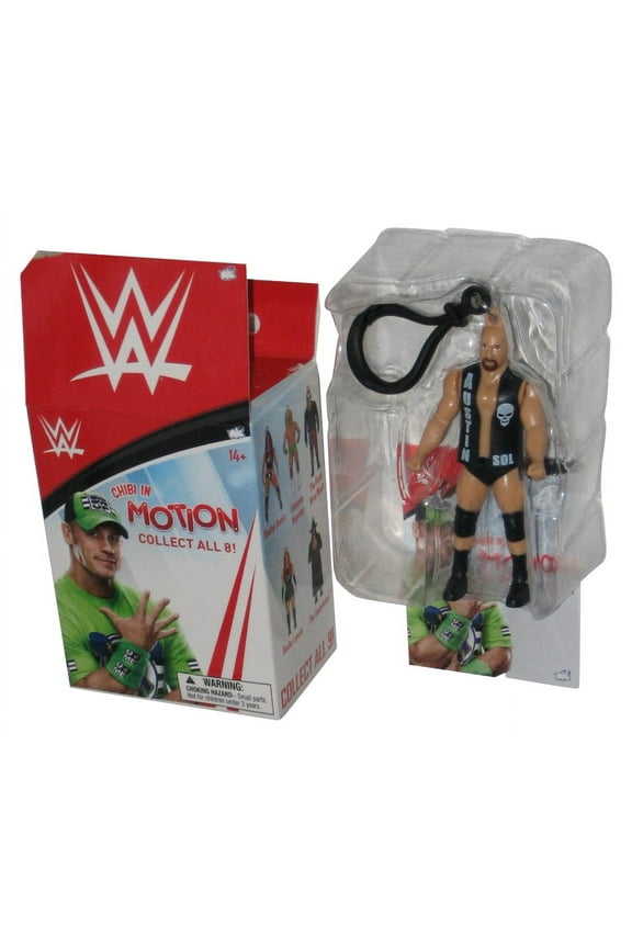 WWE Wrestling Stone Cold Steve Austin Chibi In Motion Bullsi Toy Figure Keychain