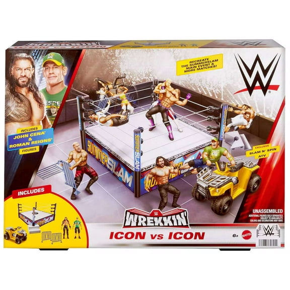 WWE Wrestling Wrekkin'  Icon vs Icon Ring Playset (Includes: John Cena & Roman Reigns)