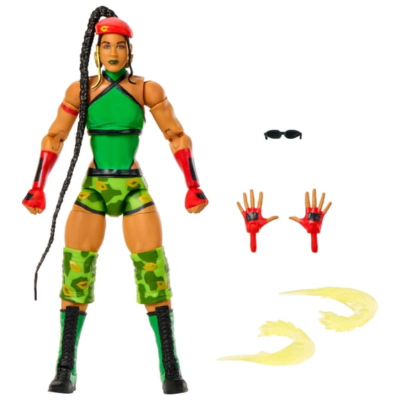 Open Box WWE X Street Fighter Bianca Belair Action Figure & Accessories, 6-inch Collectible Cammy Mashup Set