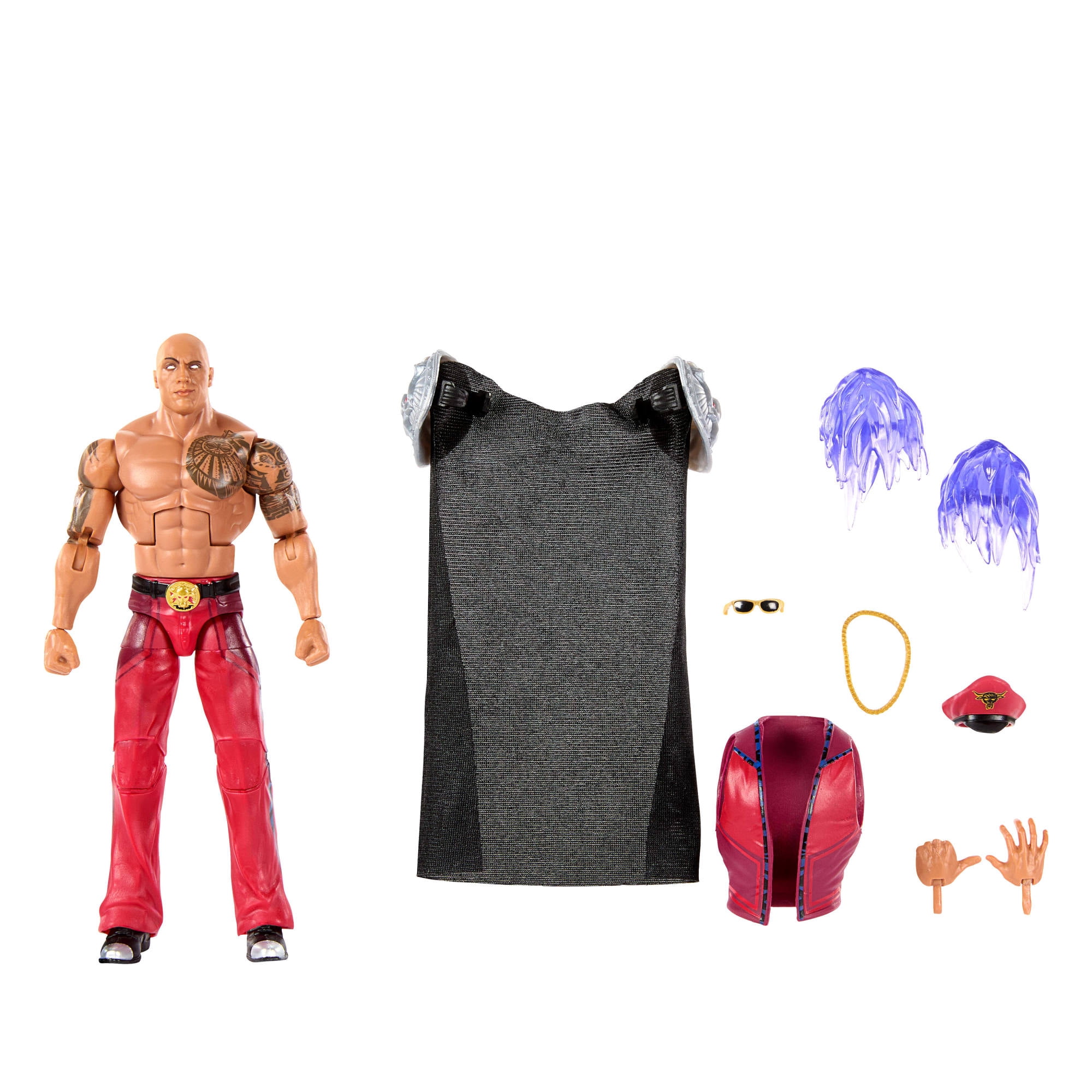 Open Box WWE x Street Fighter The Rock Final Boss Action Figure & Accessories, 6-inch Collectible M. Bison Mashup Set