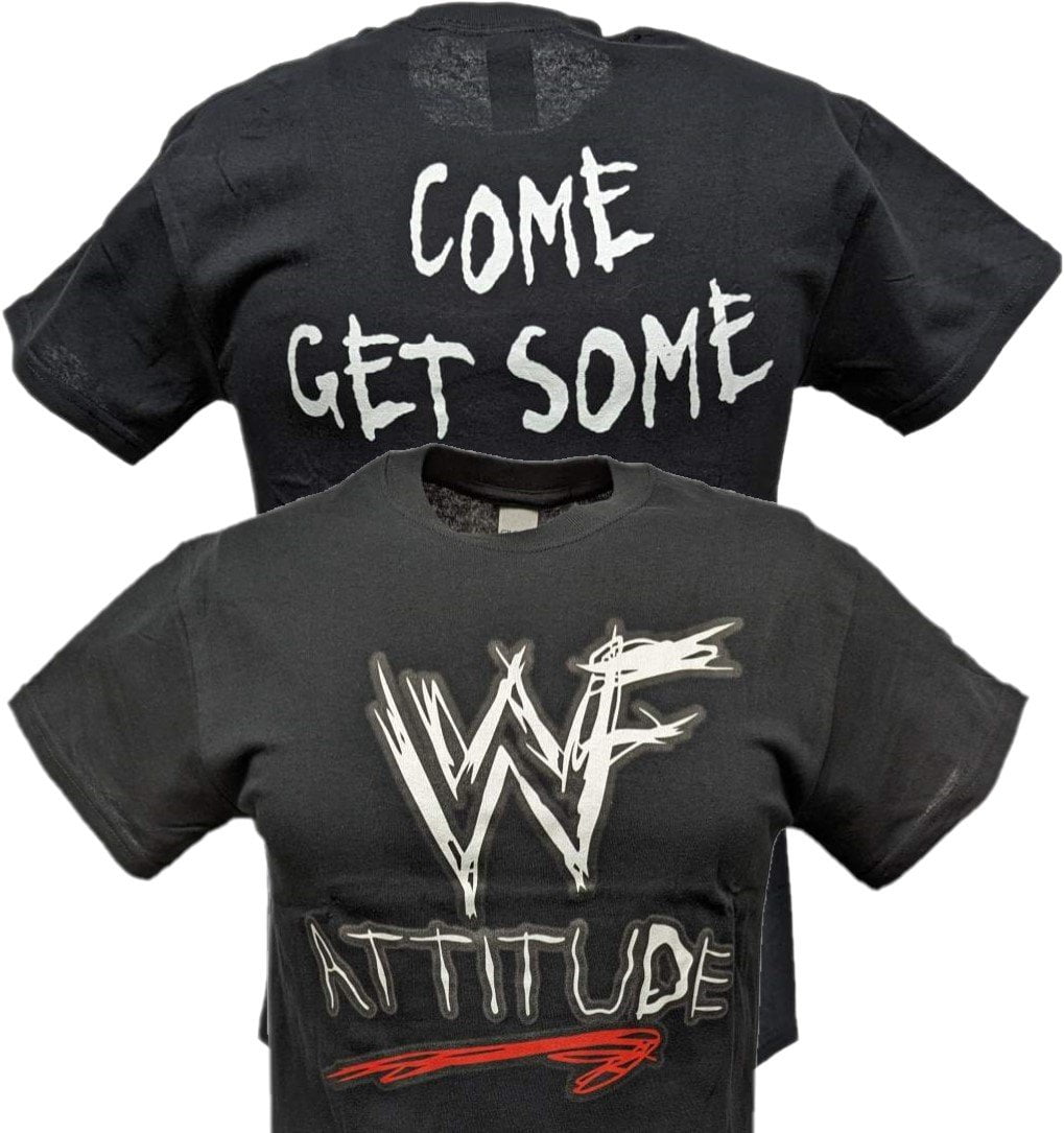 Vintage WWF Shirt Size XL Black Come Get Some Attitude Short offers Sleeve Graphic Logo