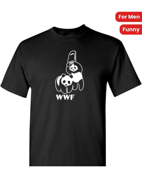 WWF Funny Panda Bear Wrestling Humor Novelty Design T-Shirt,S-5XL