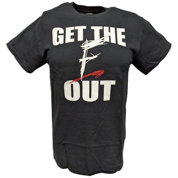 WWF Old Logo Get The F Out Men Black T-shirt