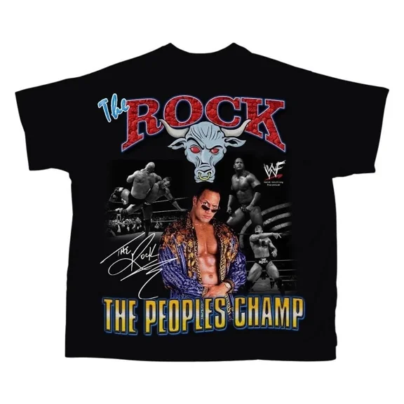 WWF The Rock Dwayne Johnson Peoples Champ Modern Vintage T-shirt