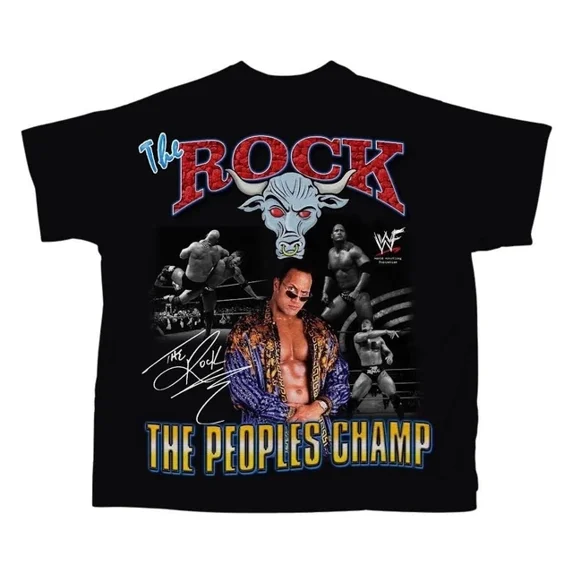 WWF The Rock Dwayne Johnson Peoples Champ Modern Vintage WWE Smack Down