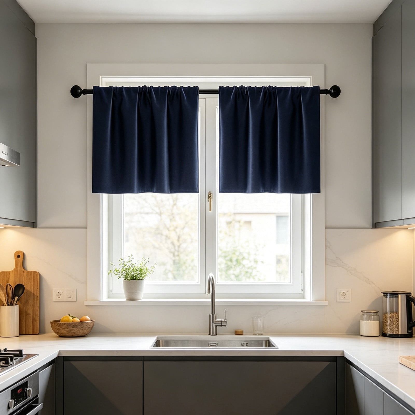 WWG 2 Pack Small Waterproof Cafe Curtains Rod Pocket Half Window ...