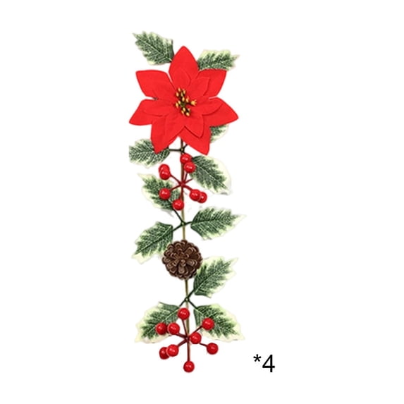 WWG Artificial Christmas Garland, Faux Greenery Vine with Red Berries and Pine Cones, 38cm Plastic Hanging Garland, 4 Pack Connectable, Indoor Outdoor Party Decor, for Doorway Window Stair