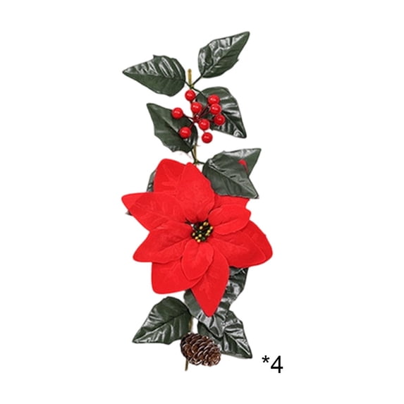 WWG Artificial Christmas Garland, Faux Greenery Vine with Red Berries and Pine Cones, 38cm Plastic Hanging Garland, 4 Pack Connectable, Indoor Outdoor Party Decor, for Doorway Window Stair