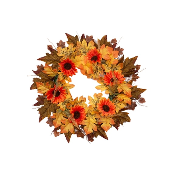 WWG Artificial Fall Wreath, Silk Flower and Plastic Composite Wreath, 15.75x14.96x2.76in, Lightweight 177g, 3 Fall Themed Designs, Flexible Rattan Ring Base, Multi Scene Hanging Decor for Door Wall