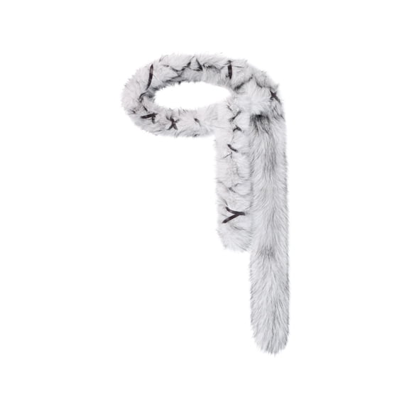 WWG Artificial Faux Fur Plush Tail Garland, Wearable Costume Accessory, Soft Fluffy Textured Design, Adjustable Lace Up Waist Strap, Reusable Long Lasting, for Holiday Parties, Themed Celebrations