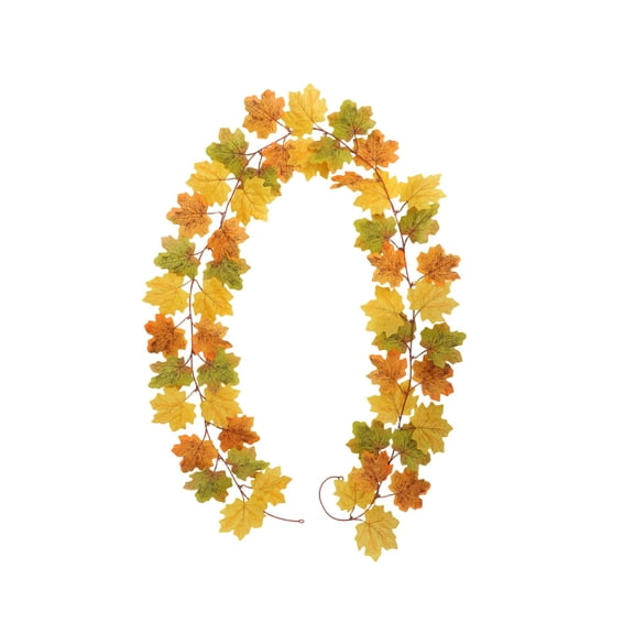 WWG Artificial Maple Leaf Garland, Fall Artificial Hanging Decoration, 78.74 Inch, Waterproof Fabric, Flexible Bendable Wire, Reusable, for Halloween, Thanksgiving, Home Wall Fireplace Door