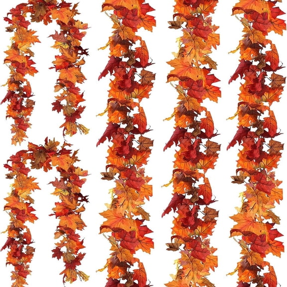 WWG Artificial Maple Leaf Garland, Faux Fall Foliage Vine, 5.9ft Hanging Greenery, Waterproof Silk Cloth, Bendable, Reusable, for Wall Window Porch Patio Garden Party Birthday Decor