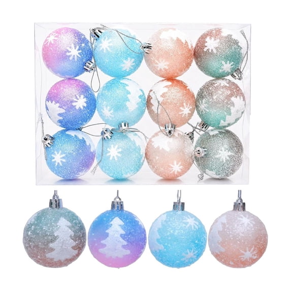 WWG Christmas Ball Ornaments, Plastic Christmas Tree Decorations, Hanging Holiday Ornament Set with Caps and Rope, Easy to Hang, Lightweight, for Indoor Christmas Tree, Home Decor