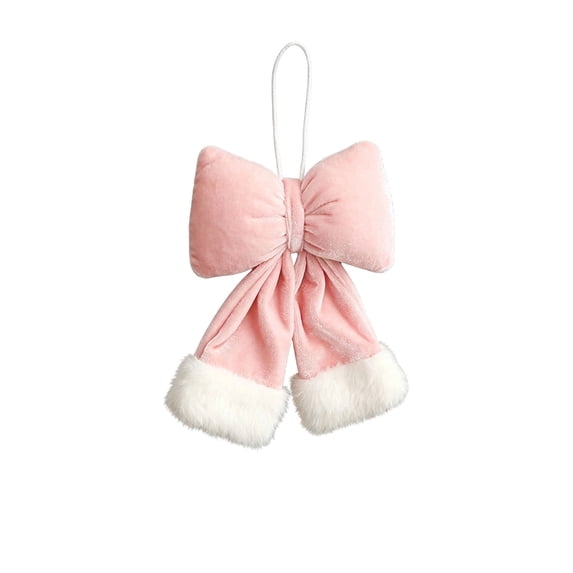 WWG Christmas Bow Hanging Ornament, Soft Fabric 3D Bow Decor for Christmas Tree, Wreath, Garland, Holiday Gift Topper, Reusable, Fade Resistant, Includes 1 Bow