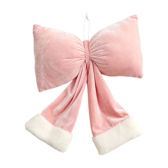 WWG Christmas Bow Hanging Ornament, Soft Fabric 3D Bow Decor for Christmas Tree, Wreath, Garland, Holiday Gift Topper, Reusable, Fade Resistant, Includes 1 Bow