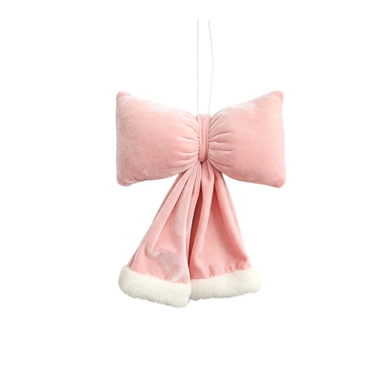 WWG Christmas Bow Hanging Ornament, Soft Fabric 3D Bow Decor for Christmas Tree, Wreath, Garland, Holiday Gift Topper, Reusable, Fade Resistant, Includes 1 Bow
