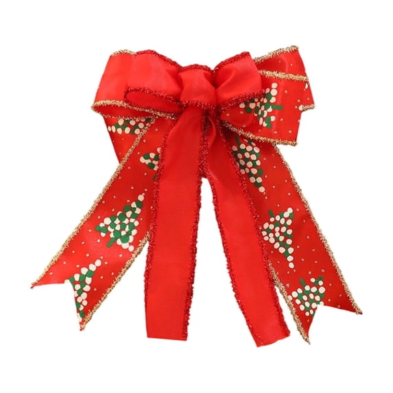 WWG Christmas Hanging Bow, Soft Fabric Three Dimensional Bow Decoration, Classic Holiday Bow for Christmas Tree, Wreath, Garland, Entryway, Window, Fireplace, Reusable, Includes 1 Bow, for Home