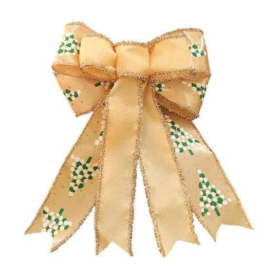 WWG Christmas Hanging Bow, Soft Fabric Three Dimensional Bow Decoration, Classic Holiday Bow for Christmas Tree, Wreath, Garland, Entryway, Window, Fireplace, Reusable, Includes 1 Bow, for Home