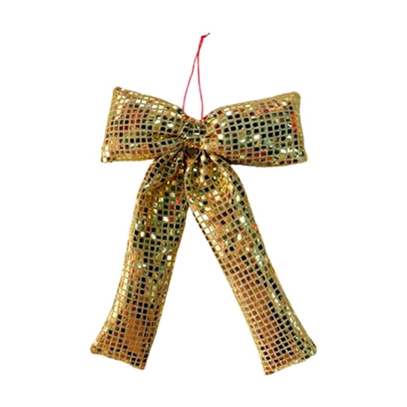 WWG Christmas Sequin Fabric Bow, Pre Tied Ribbon Bow with Strap, Draping Stiff Base, Stitched Hem, Reusable Holiday Decor for Tree Topper, Wreath, Mantel, Window, Stair Railing, Includes 1 Bow