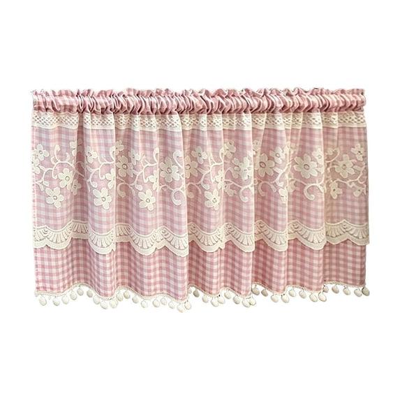 WWG Curtain Valance for Kitchen Window, Semi Sheer Lace Curtain with Scalloped Trim, Rod Pocket Top for Easy Installation, Wrinkle Resistant Washable Fabric for Bedroom Bathroom Home