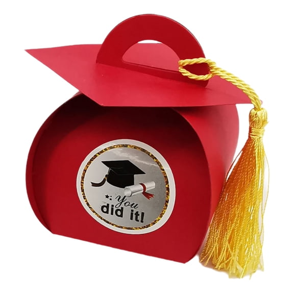 WWG Graduation Cap Candy Boxes, 50 Pack Paper Hat Shape Gift Boxes for Graduation Party Favors, Treats, and Small Gifts, Easy Assembly Flat Pack