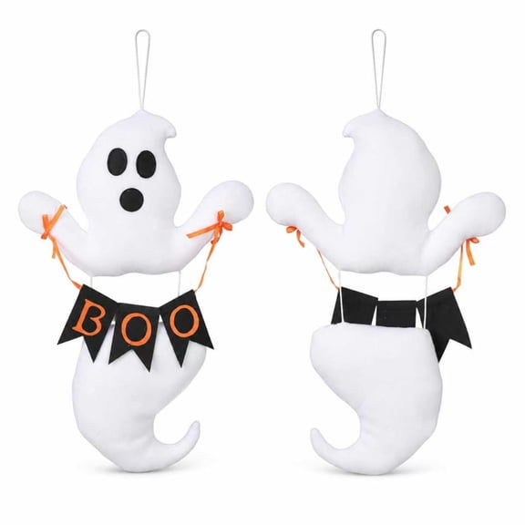 WWG Halloween Ghost Letter Garland, Non Woven Fabric Hanging Decoration, Soft, Reusable, Easy to Install, Includes 1 Hanging Ornament, for Halloween Party, Home Decor