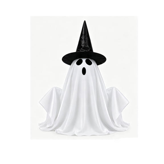 WWG Halloween Ghost Ornament, Animated Jumping Ghost with Screaming Effect, Motion Activated, Glowing Green LED Light, Soft Fabric with Witch Hat, for Halloween Decorations Indoor Outdoor