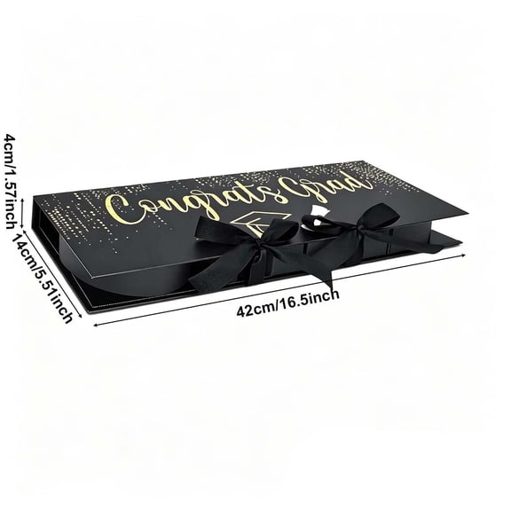 WWG Large Letter Shape Congrats Graduation Gift Box with Ribbon, 22 x 7.5 x 2 Inch Sturdy Cardboard Fillable Box for Snacks Gifts Party Decor