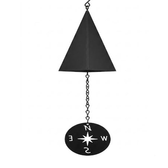 WWG Matte Black Iron Wind Chime, Nautical Outdoor Windchime, 7.87 Inch Triangular Pendant with Directional Letters, Rust Proof Coated, for Garden, Patio, Balcony, Porch, Tree Hanging Decor