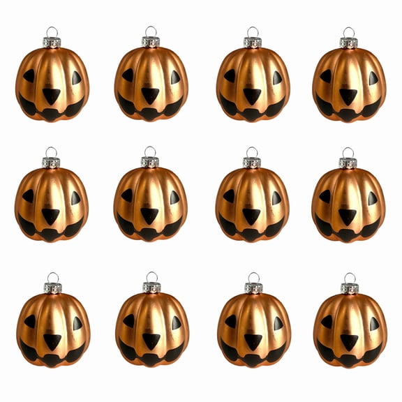 WWG Orange Plastic Halloween Pendant Decorations, 3D Pumpkin Ghost Ornaments, 2.36 Inch, 12 Pack, for Home Party Decor