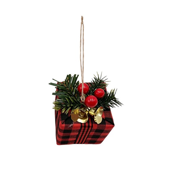 WWG Plastic Christmas Tree Ornaments, Festive Holiday Pendant Decorations, Soft Fabric with Hand Attached Decor, Loop for Hanging, Ideal for Wall, Gift Wrapping, Christmas Tree