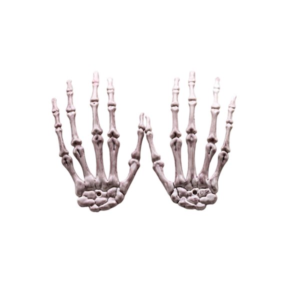 WWG Plastic Skeleton Hand Props, Realistic Bone Texture, 2 Pack, 6.3x3.54 Inch, Sturdy Plastic, for Party Table Centerpieces, Halloween Decorations