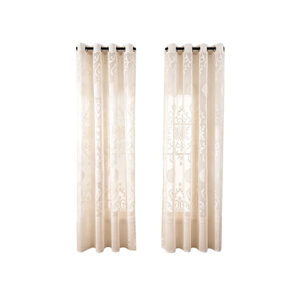 WWG Semi Blackout Curtain Panel, 84x51 Inch Polyester Curtain with Coin Print, Softens Natural Light, Blocks Harsh Sunlight, Protects Furniture, Metal Grommets for Living Room Bedroom Balcony