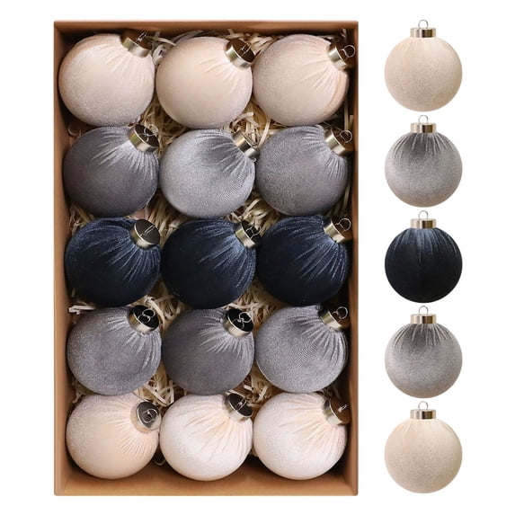 WWG Velvet Christmas Ball Ornaments, 6cm Festive Holiday Decor, 15PCS Set with Hanging Loops, for Christmas Tree Wreath Table Settings, Party Decorations