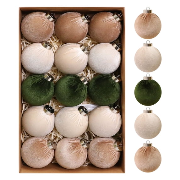 WWG Velvet Christmas Ball Ornaments, 6cm Festive Holiday Decor, 15PCS Set with Hanging Loops, for Christmas Tree Wreath Table Settings, Party Decorations