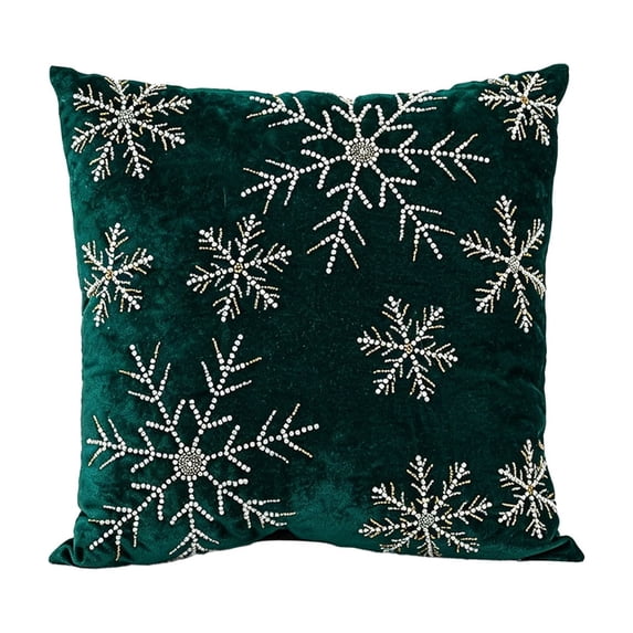 WWG Velvet Christmas Pillow Cover 18x18, Decorative Throw Pillow Case with Rhinestone Beaded Pattern, Hidden Zipper, Washable, for Sofa Couch Bed Living Room Couch
