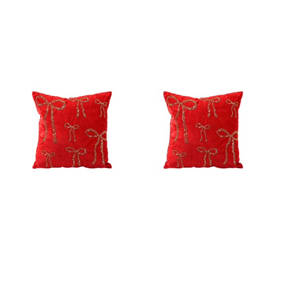 WWG Velvet Christmas Pillow Cover 18x18, Decorative Throw Pillow Case with Rhinestone Beaded Pattern, Hidden Zipper, Washable, for Sofa Couch Bed Living Room Couch
