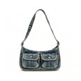 thumbnail image 1 of WWG Washed Denim Shoulder Bag, Casual Crossbody Purse with Adjustable Strap, Two Front Snap Pockets, Large Zippered Main Compartment, Lightweight Soft Fabric, for Daily Commute Shopping Travel, 1 of 6