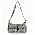 thumbnail image 1 of WWG Washed Denim Shoulder Bag, Casual Crossbody Purse with Adjustable Strap, Two Front Snap Pockets, Large Zippered Main Compartment, Lightweight Soft Fabric, for Daily Commute Shopping Travel, 1 of 6