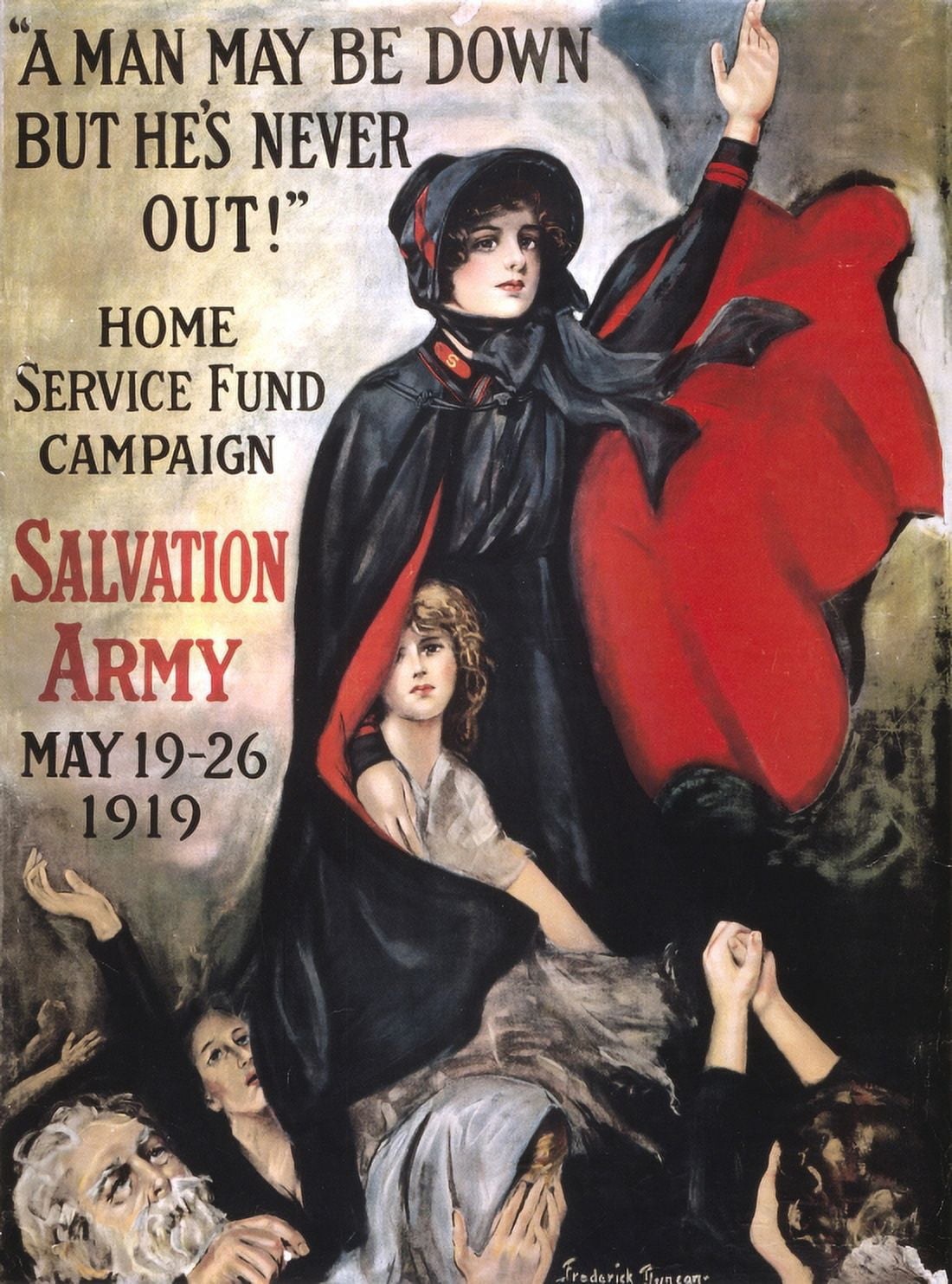 WWI A Man May Be Down But Hes Never Out Home Service Fund Campaign Sa Canvas Art - (24 x 36)