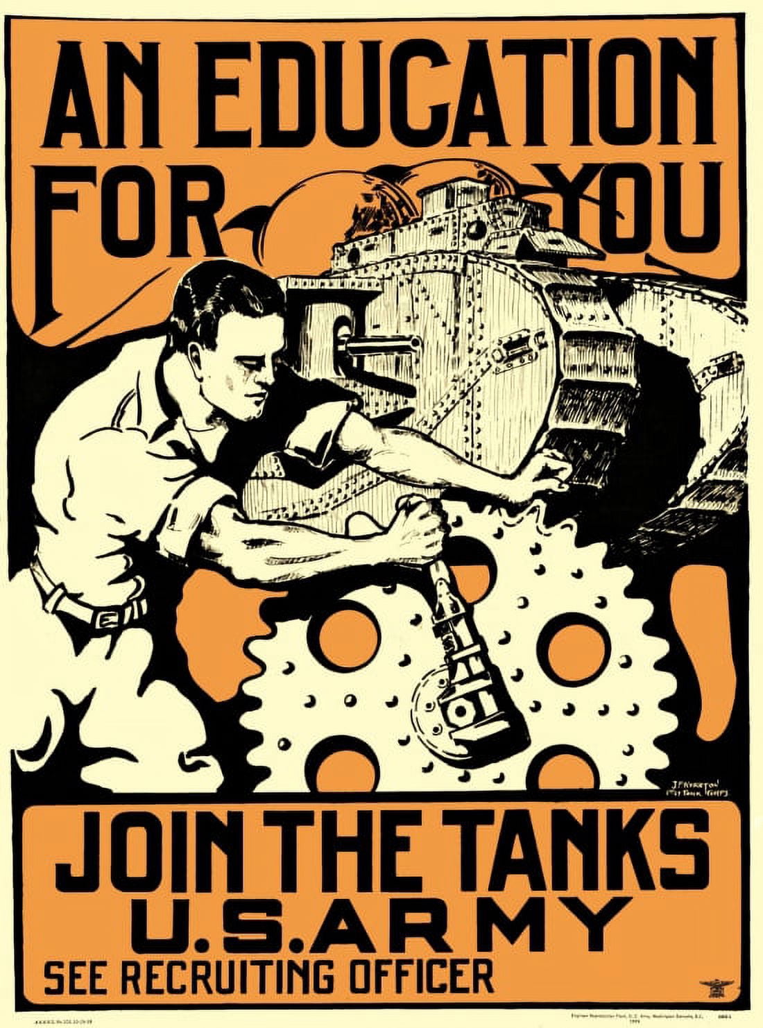 WWI An Education For You Join The Tanks US Army JP Wharton 1st L Canvas Art - (18 x 24)
