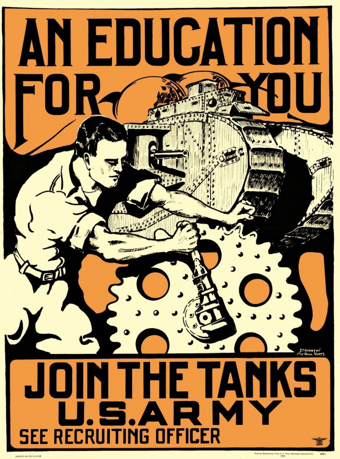 WWI An Education For You Join The Tanks US Army JP Wharton 1st L Canvas Art - (24 x 36)